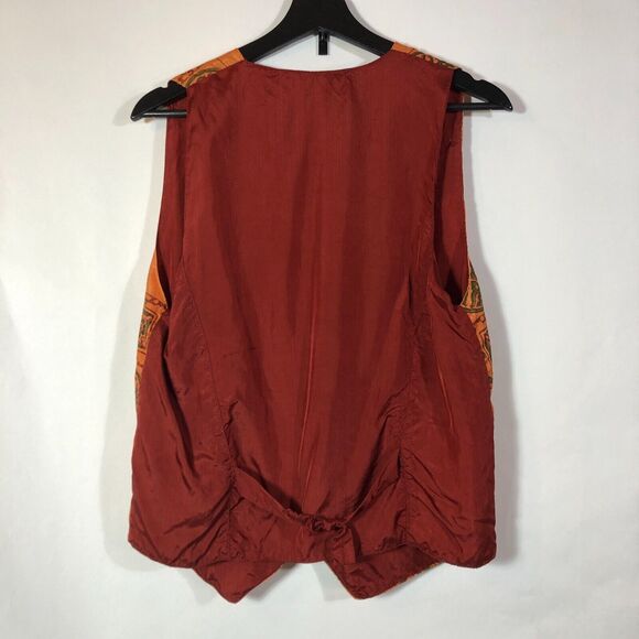 Orange Vest Shimmery Vintage Rayon from India Beaded Stamped Mirrors Small - Picture 6 of 9